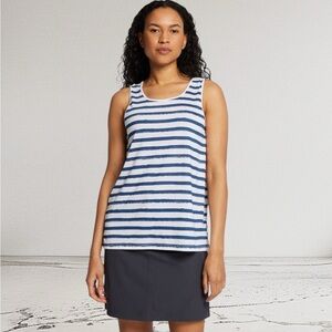 Borealis Olivine, Summer Striped Tank Top, Eco-Friendly, Small, Navy, White
